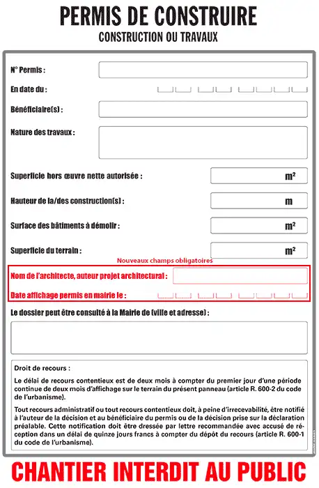 Panneau de déclaration préalable 1er juillet 2017