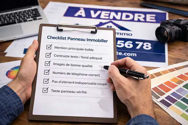 Checklist panneau immobilier - Vérifiez votre visuel avant impression